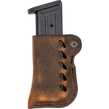 Versacarry Leather Mag Holder - Single Stack Flex Vent Dis Brn