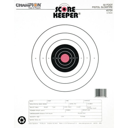 Champion Scorekeeper 50 Ft - Pistol Slowfire Org-blk 12-pk